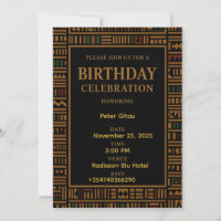 African Gold Kente Birthday Invitation
