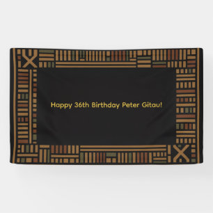 African Gold Kente Birthday Party Banner