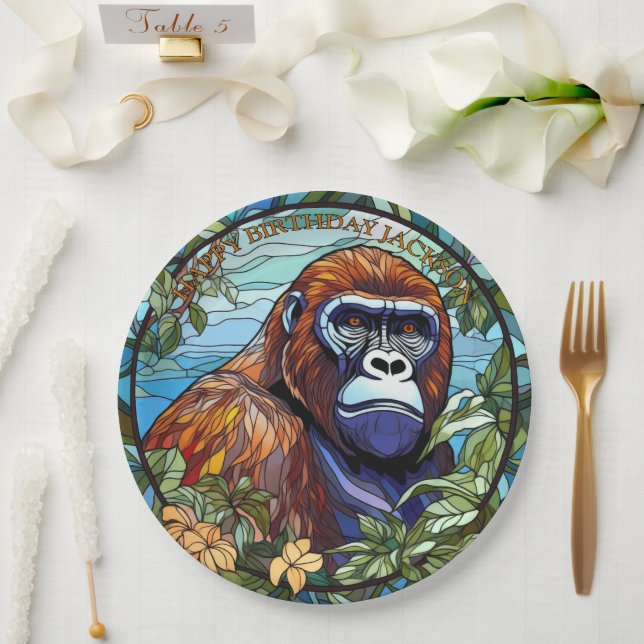 African Gorilla Birthday Paper Plate (Wedding)