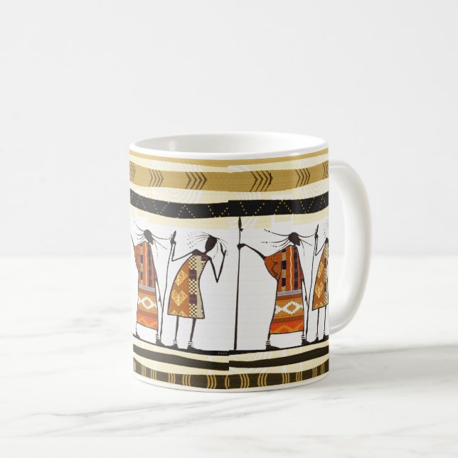 African Graphic, Tribal Hunters Coffee Mug (Front Right)
