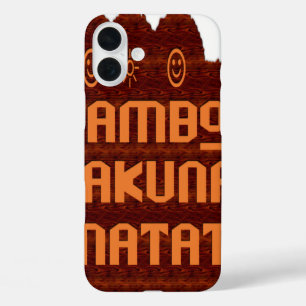 African Greeting: Jambo Hakuna Matata Wood Design iPhone 16 Plus Case