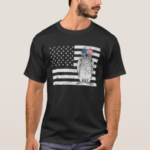 African Grey 4th of July Bird US American Flag Pat T-Shirt