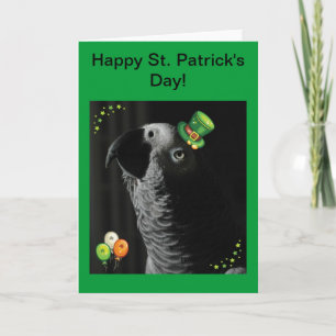 African Grey Happy St. Patrick's Day Greeting Card