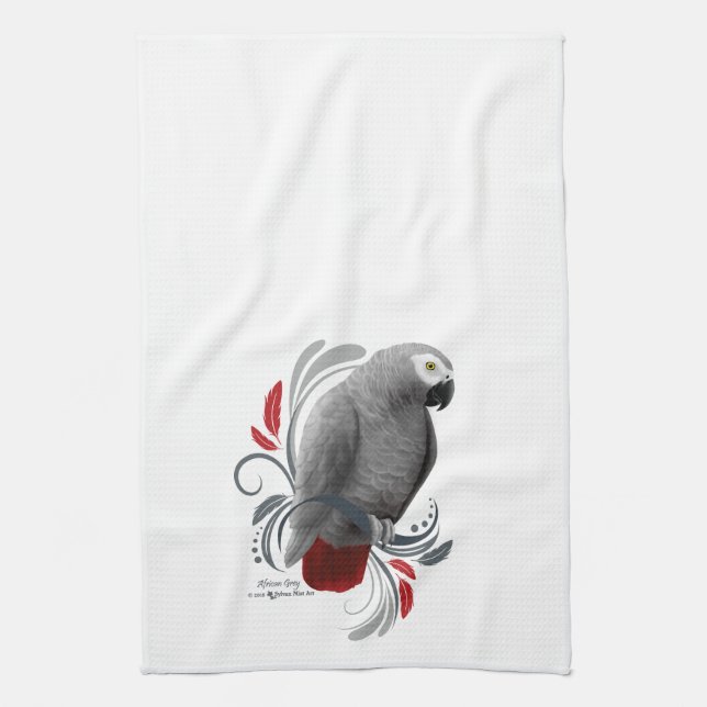 African Grey Kitchen Towel (Vertical)