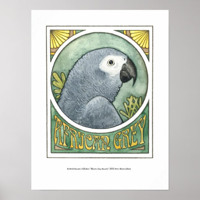African Grey Nouveau Poster (Front)