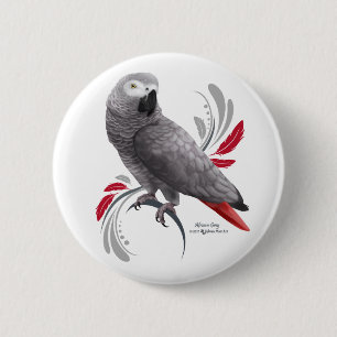 African Grey Parrot 2 Inch Round Button