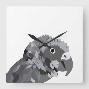 African Grey Parrot Bird Square Wall Clock