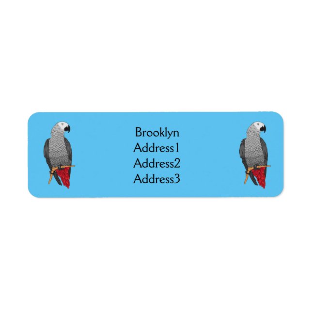 African grey parrot cartoon illustration  (Front)