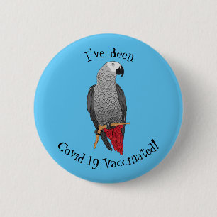 African grey parrot cartoon illustration 2 inch round button