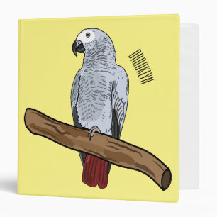African grey parrot cartoon illustration binder
