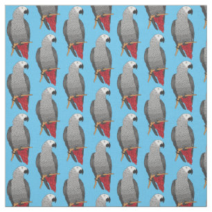 African grey parrot cartoon illustration  fabric