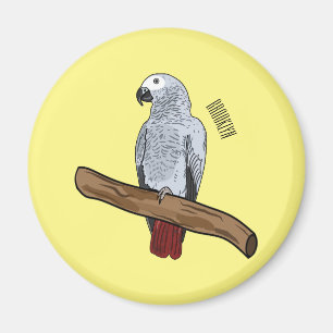 African grey parrot cartoon illustration  magnet
