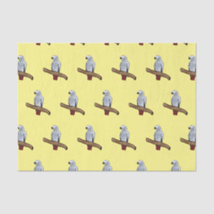 African grey parrot cartoon illustration tissue paper
