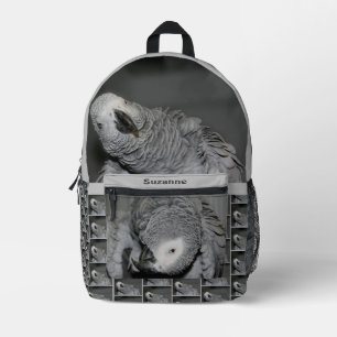 African Grey Parrot Cute Bird Personalized Printed Backpack