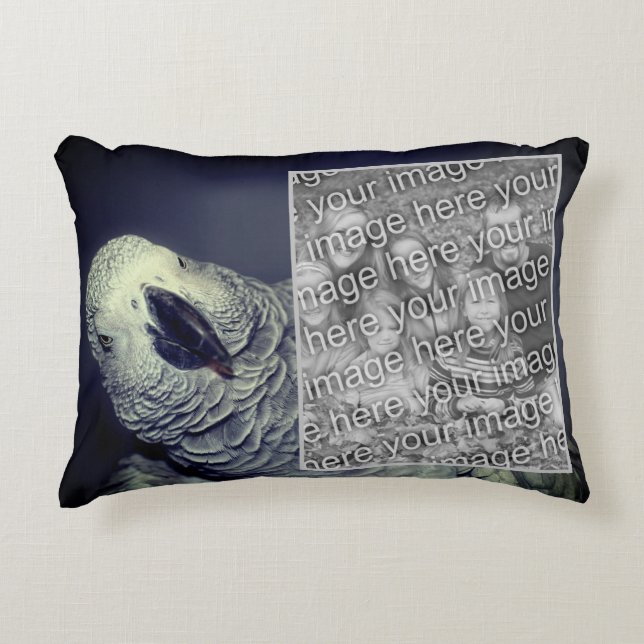 African Grey Parrot Frame Add Your Photo Accent Pillow (Front)