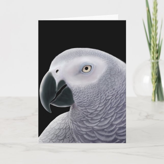 African Grey Parrot Greeting Card (Front)