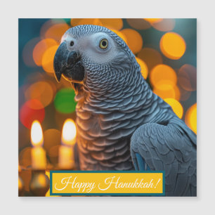 African Grey Parrot Hanukkah Card 