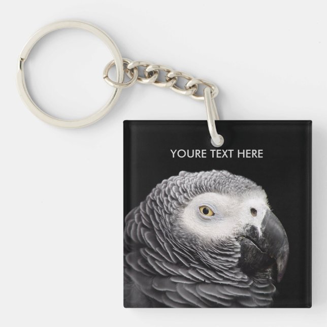 African Grey Parrot Keychain (Front)