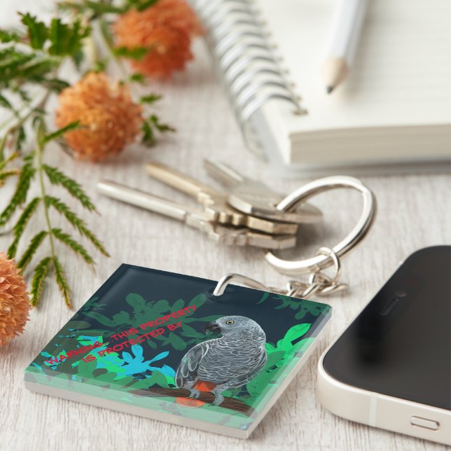 African grey parrot keychain (Front Right)