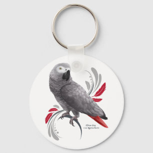 African Grey Parrot Keychain
