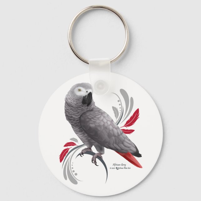 African Grey Parrot Keychain (Front)
