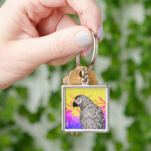 African grey Parrot Keychain