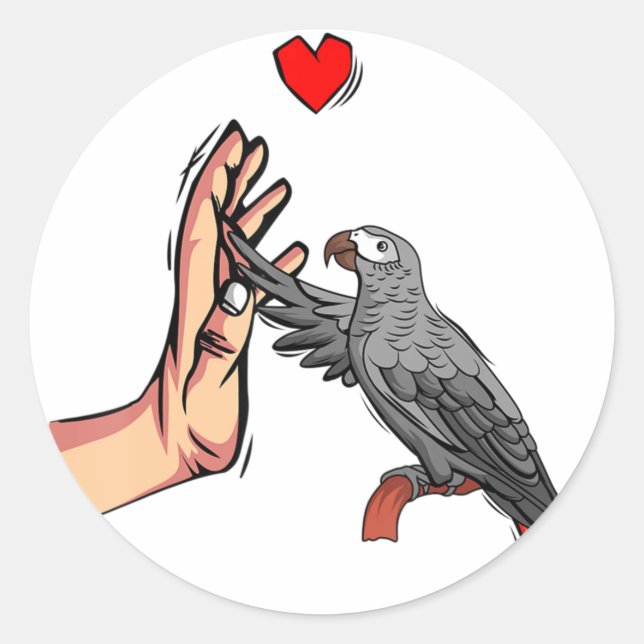 African Grey Parrot Love funny Womens  Classic Round Sticker (Front)