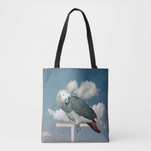 African Grey Parrot on a tote bag