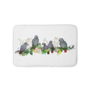African Grey Parrot Party Bath Mat