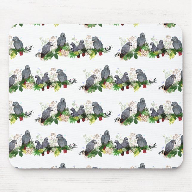 African Grey Parrot Party Mousemat Mouse Pad (Front)