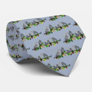 African Grey Parrot Party Tie (Light Blue)