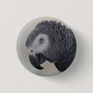 African Grey Parrot Pin / Badge