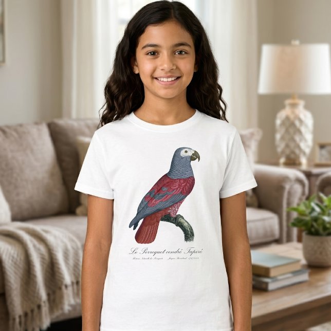 African Grey Parrot Red Factor Psittacus Erithacus T-Shirt (African Grey Parrot Red Factor Psittacus Erithacus. Girl Basic White T-Shirt)