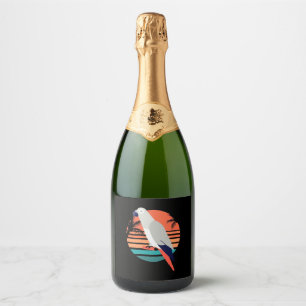 African Grey Parrot Retro Vintage Sparkling Wine Label
