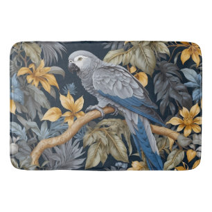 African Grey Parrot Tropical Leaves Bath Mat