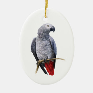 African Grey Parrot within a Gold Circle Ceramic Ornament