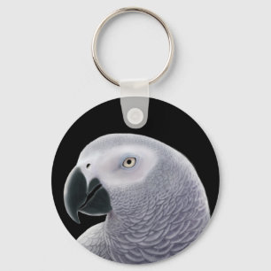 African Grey Portrait Keychain