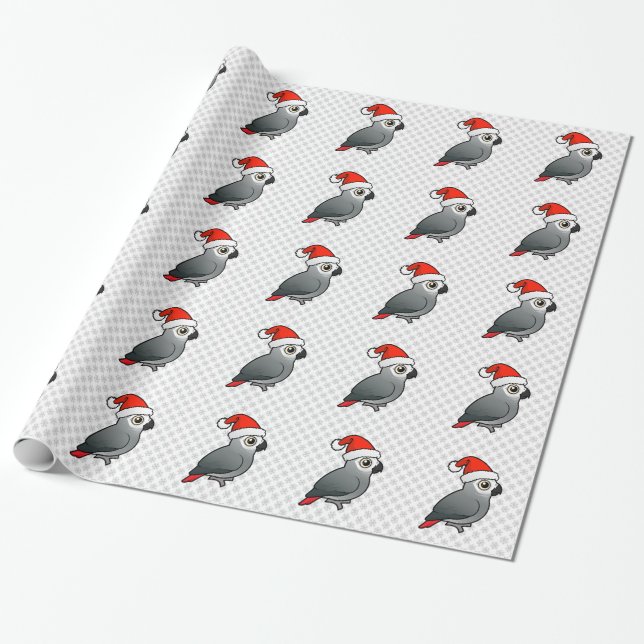 African Grey Santa Wrapping Paper (Unrolled)