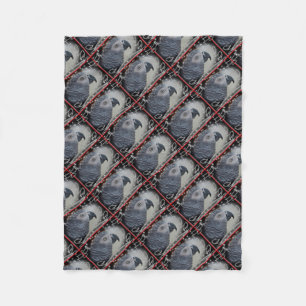 African Grey Snowy Christmas Fleece Blanket