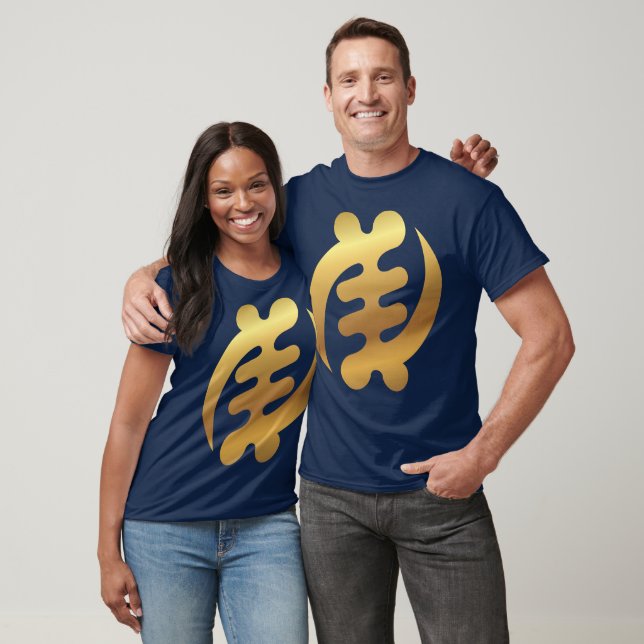 African Gye Nyame Shiny Gold Adinkra Symbol T-Shirt (Unisex)