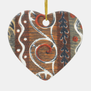 African Heart Vintage Traditional Colours Ceramic Ornament