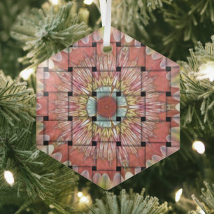 African-Inspired Art Print– Geometric Woven Design Glass Ornament