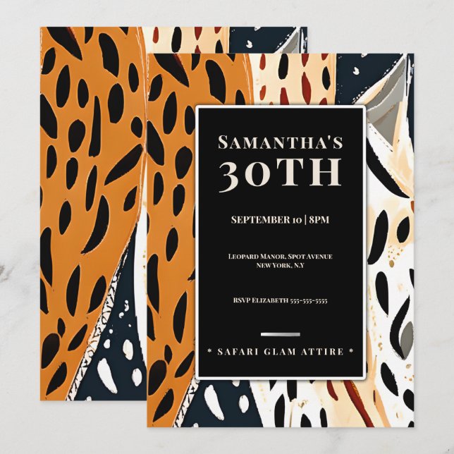 African-Inspired Boho Abstract Animal Print Invitation (Front/Back)