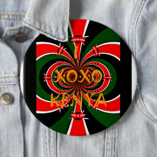 African-Inspired Kenya Flag Abstract Art 6 Inch Round Button