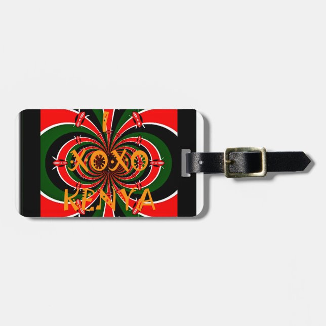 African-Inspired Kenya Flag Abstract Art Luggage Tag (Front Horizontal)