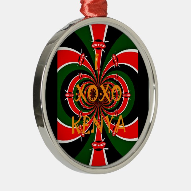 African-Inspired Kenya Flag Abstract Art Metal Ornament (Right)