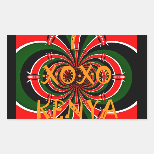 African-Inspired Kenya Flag Abstract Art Sticker (Front)