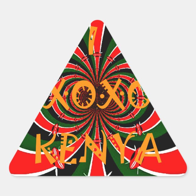 African-Inspired Kenya Flag Abstract Art Triangle Sticker (Front)