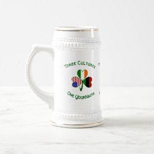 African Irish American Flags Shamrock Personalized Beer Stein
