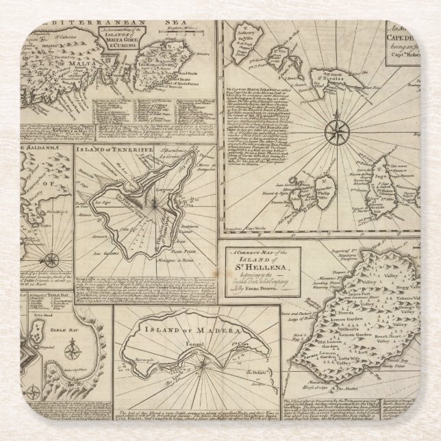 African Islands Square Paper Coaster (Front)